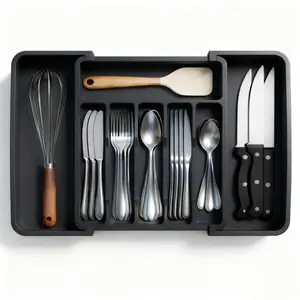 New Storage Box Knife Fork Kitchen Organization Expandable Plate Utensil Holder Home Use, Durable & Space-Saving Design, Container