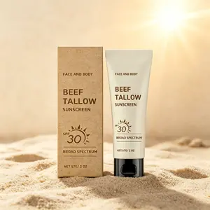 SPF 30 Beef Tallow Sunscreen – Broad Spectrum UVA/UVB Protection – Natural Face & Body Lotion – Moisturizing, Non-Greasy – Mineral Sunscreen for Sensitive Skin – Daily Sun Care