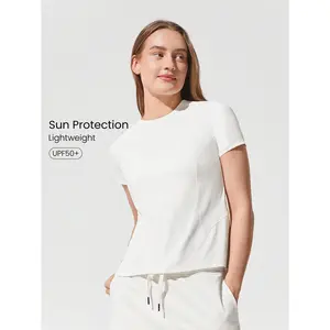 GLOWMODE Sun Shield Transparent UV Protection Short Sleeve Relaxed Active T-Shirt Low Impact Yoga Pilates Studio Daily Casual Wear cute tops