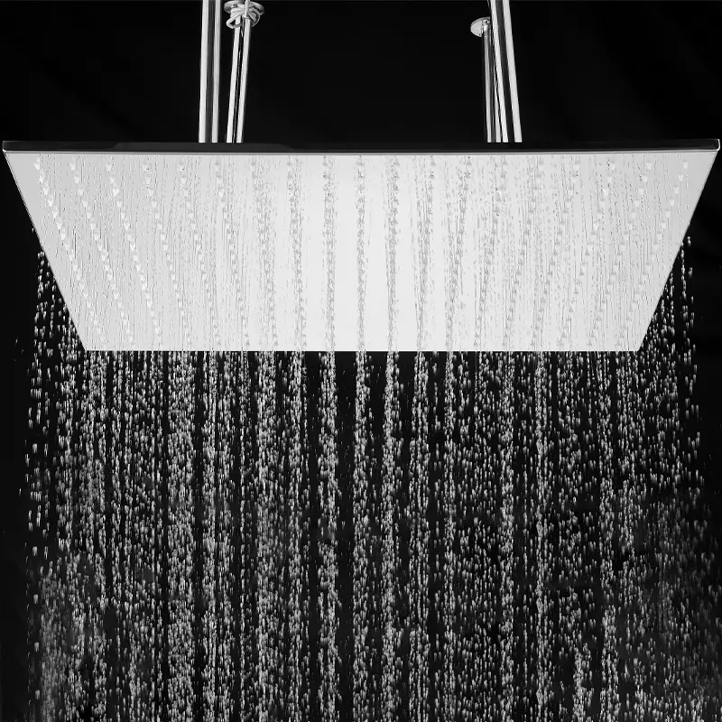 24" Ceiling Mounted Shower Head Large Rain Shower Heads Square Showerheads High Pressure Luxury Rainfall Shower Heads Brushed Nickel Stainless Steel Bath Showerhead Waterfall Full Body Coverage, Self-Cleaning Silicone Nozzle(NO LED)