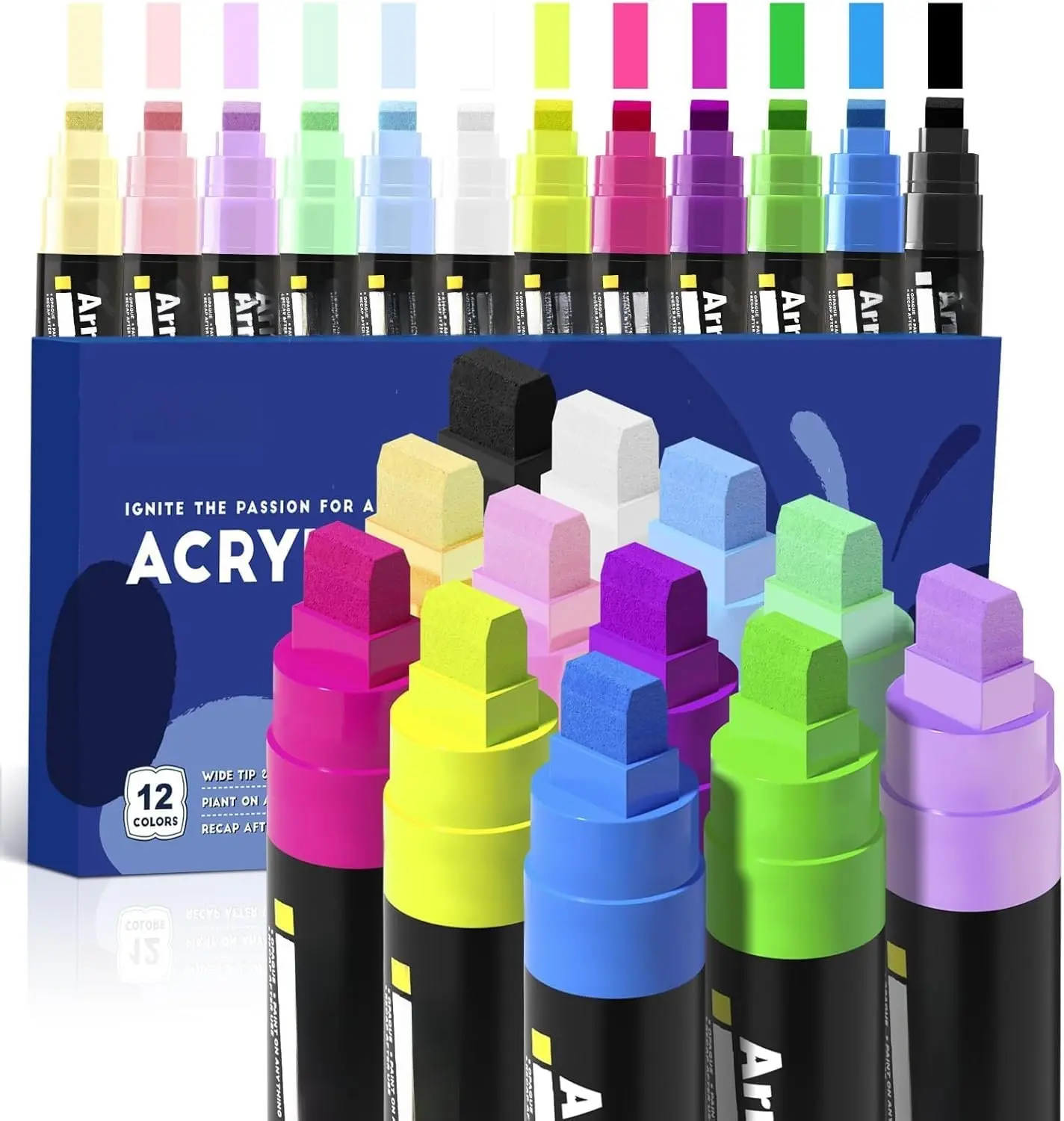 12 Colors  Poster Markers, 10mm  Felt Tip,  Markers Permanent  Pens for Rock Painting, Blackboards, Windshield, Outdoor Paintings DIY Crafts Making