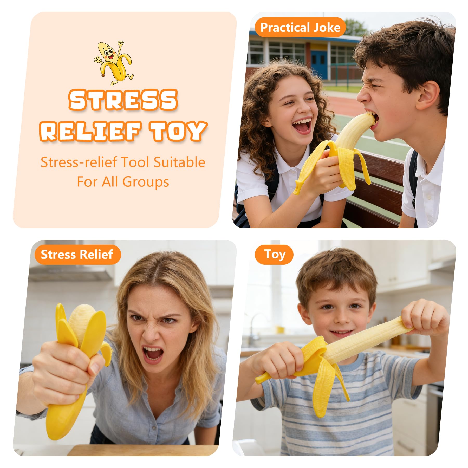 2PCS Realistic Banana Squishy  banana squishy swing  Soft Scented Stress Relief Toy with Slow Rising Fun Sensory Squeeze Toy for Children Great for Gifts and Party Prizes