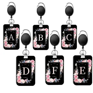 Nurse ID Badge Holder with Card Case, Retractable Clip, Nurse Badge Reel, Business Vertical Namecard Protector, Durable Keychain, Nurse Gift