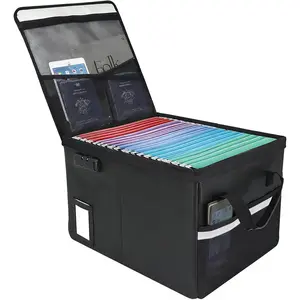 Upgraded 6400?F Fireproof Document File Organizer Box, Fireproof Storage Filing Cabinet with Lock, Portable Office Safe Box for  Letter/Legal Folder 16.1 x 12.9 x 11in (Black)
