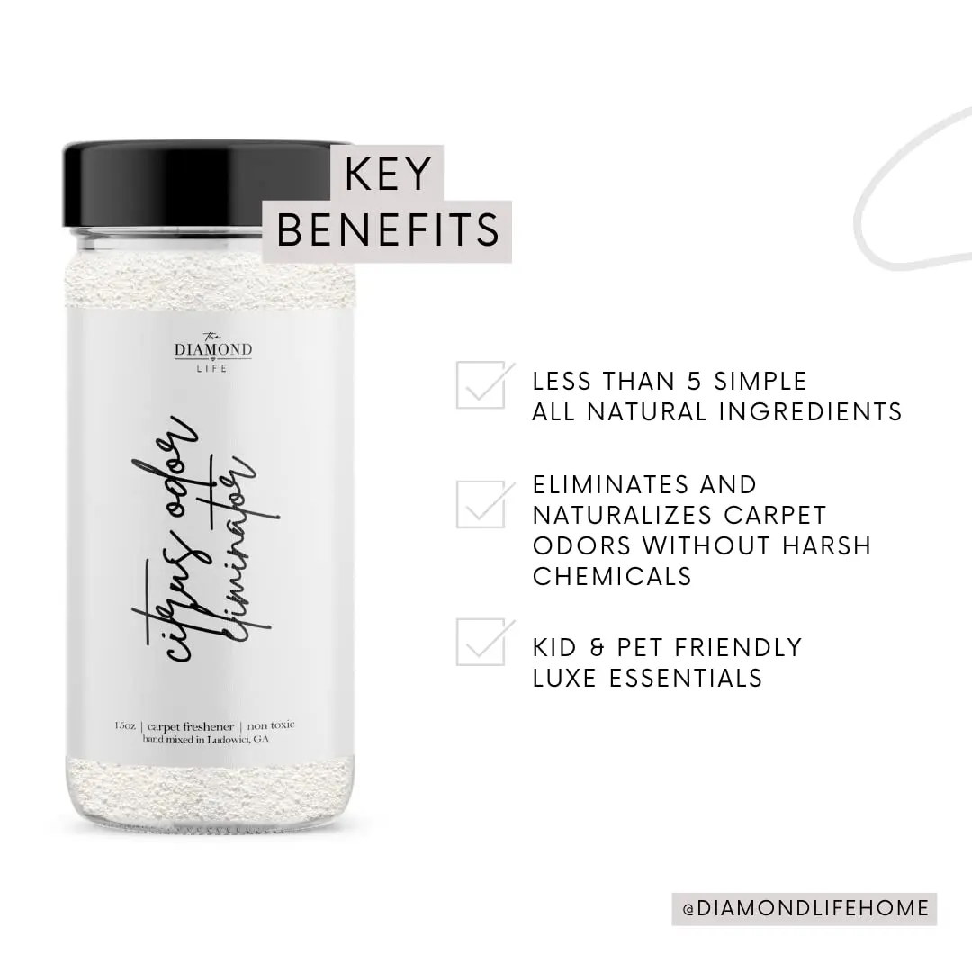 Home 'Citrus' Lemon & Mango Carpet Powder, Mattress & Upholstery Freshener, Odor Eliminator, Deodorizer For Homes With Kids & Pets