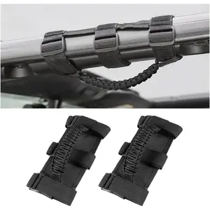 2 Pack Roll Bar Grab Handles, Black Grip Handles for Jeep Wrangler YJ TJ JK JL Gladiator JT 1985-2021 and More, Interior Accessories