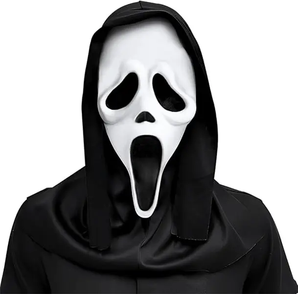 Halloween Mask Natural Latex Scary Skull Mask Horror Full Head Masque Halloween Party Costume Cosplay Props, Adult Scream Mask, Classic Ghost Face Slasher, Horror Movie Killer Costume Accessory