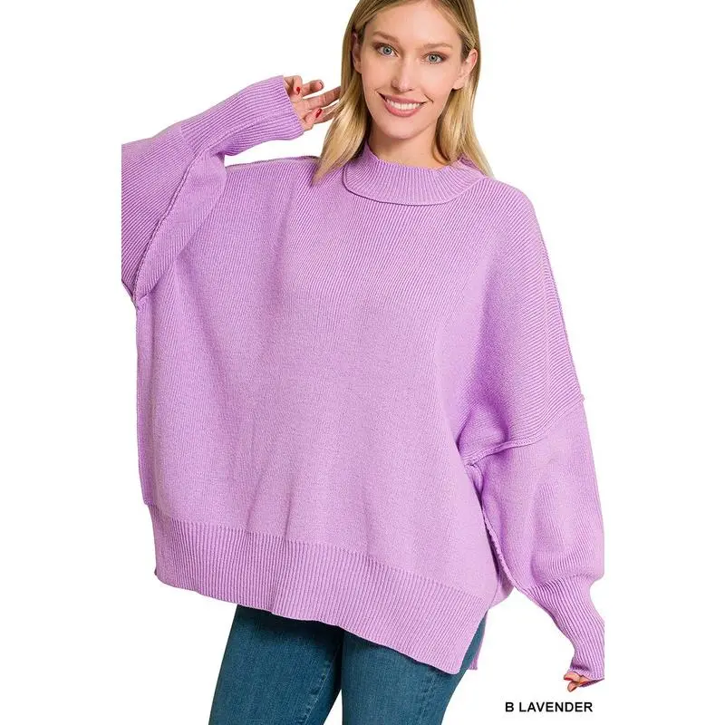 ZENANA Side Slit Oversized Sweater