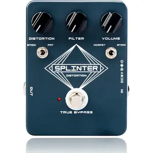 Distortion Guitar Effect Pedal with Selectable MOSFET &  Clipping Thick Boost Distortion - True Bypass (SPLINTER JF-21)