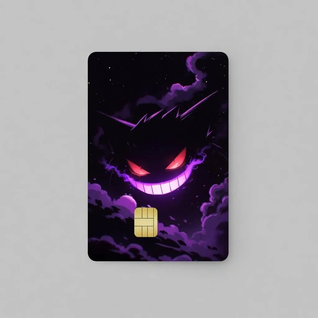 Gengarr Poketmon Shadow Ghost Credit Card Skin Matte Waterproof Sticker Decal Cover for Debit and Credit Cards