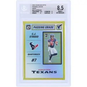 C.J. Stroud Houston Texans 2023 Panini Donruss Optic Gold Passing Grade #PG-CS #3/10 BGS Authenticated 8.5 Rookie Card - 8.5,9,9,8 Subgrades - Fanatics Authentic Certified