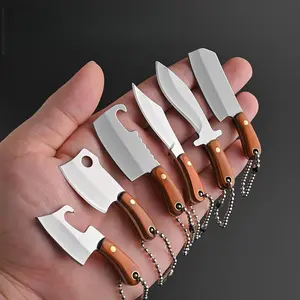 Forged Pattern Mini Knife Set, Wooden Handle Utility Knives for Camping, Cooking & Daily Use