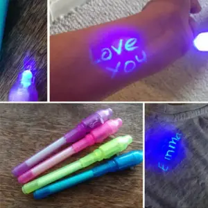 4pcs luminous light pen magic 2 in 1 UV black light combo drawing invisible ink pen education for children and adults
