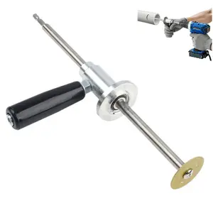 PVC Pipe Inside Cutter with Cutting Wheel and Handle, 7 Inch Adjustable Cutting Depth, 1/4 Inch Hex Shank Compatible with Impact Drivers and Drills, Plumbing Tool