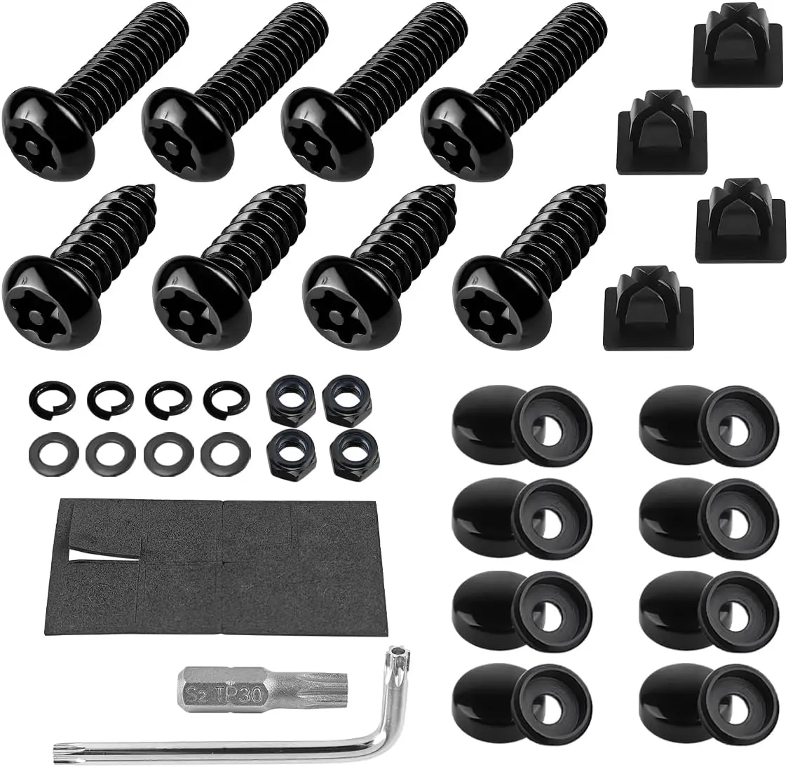 YALOK Anti-Theft License Plate Screw Kit for Cars/Trucks, 8-Pack Tamper-Resistant Stainless Steel Screws with Nuts and Caps