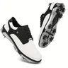 Men's Low Top Leather & Faux Leather Athletic Footwear Sneakers - Waterproof, Lightweight, Breathable, Basic, Fashionable, Fabric, Achilles Pad, Built-In Spiked Sole Traction, Male Durable Lace Detail Sneakers for On-Course & Casual All-Season Use