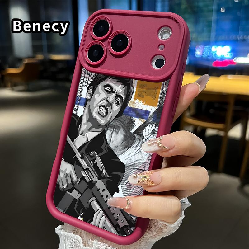 Creative Scar Face Painted Pattern Phone Case for iPhone 16 17 15 14 Pro Max 13 12 11 Air XR XS E Plus Shockproof Drop Protection Rugged Durable Silicone Cover Protective Smartphone Casing