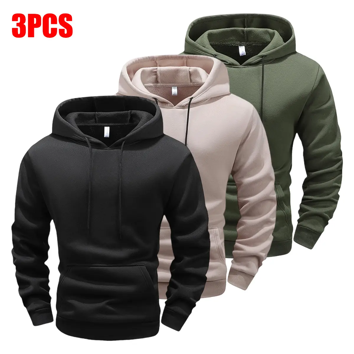 JOGWAVE 3PCS Men’s Casual Hooded Sweatshirt – Slim Fit, Long Sleeve, Lightweight, Soft & Breathable, Classic & Versatile, Machine Washable, Comfortable, Suitable for Multiple Occasions; TikTok Shop Back to School, hoodies for men, college clothing, fashio