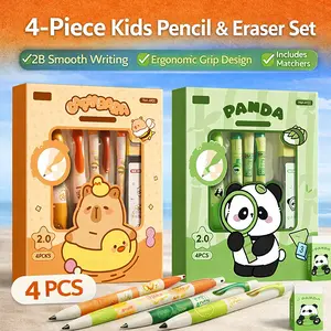Panda/Capybara Cartoon Automatic Pencil Set - Four Pens + Refill Leads + Eraser