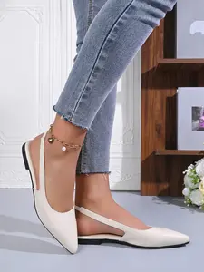French Pointed Toe Backless Single Shoe, Low Heel Flat Design, Comfortable for Commuting and Dates, Elegant Summer Choice, Casual Summer Shoes