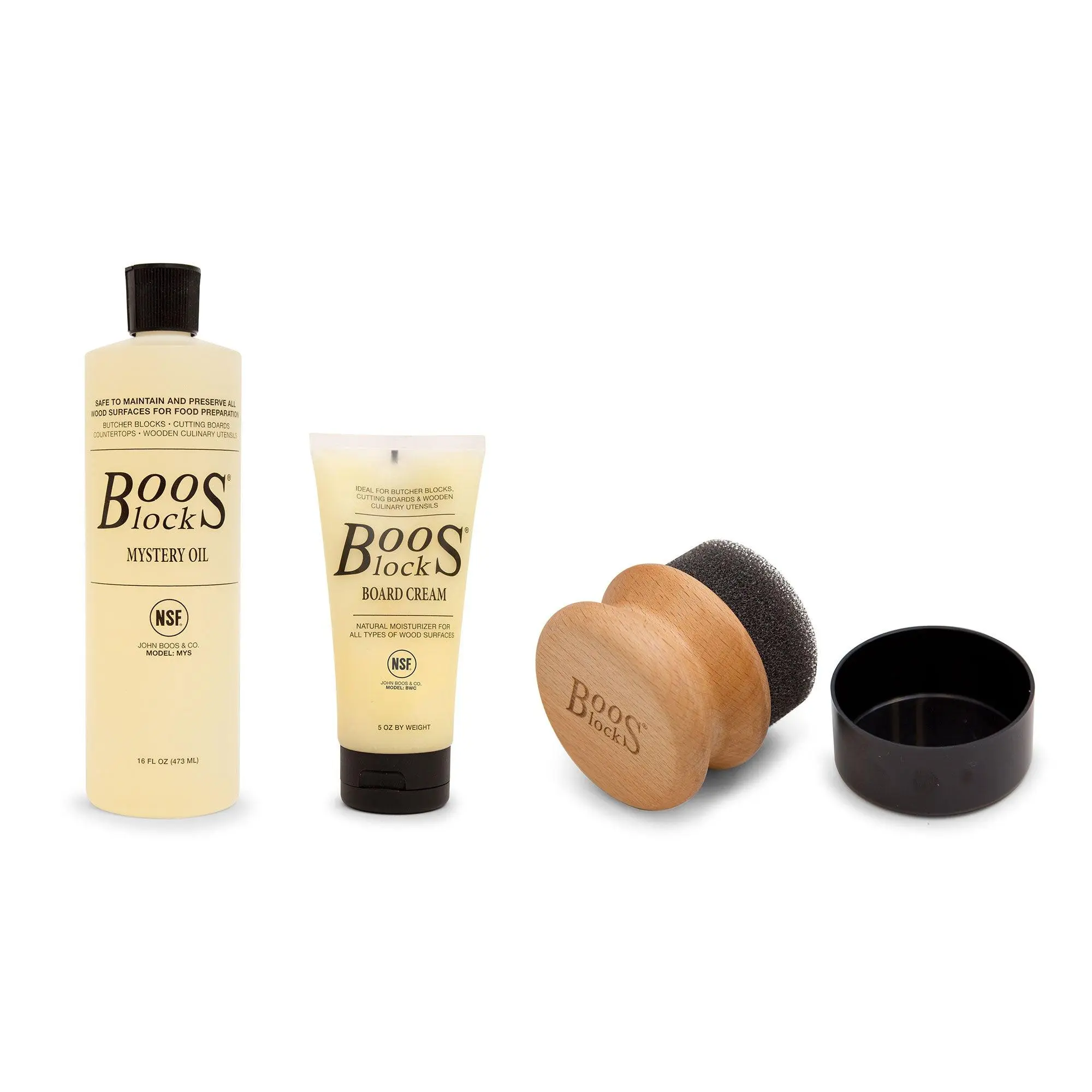 John Boos 3 Piece Maintenance Set with Mystery Oil, Board Cream, and Applicator Skincare Beeswax