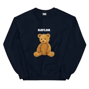 Baylor Teddy Bear Sweatshirt - Navy, Soft Knit Fabric, Classic Design, Comfortable Fit, Ideal for Casual Wear
