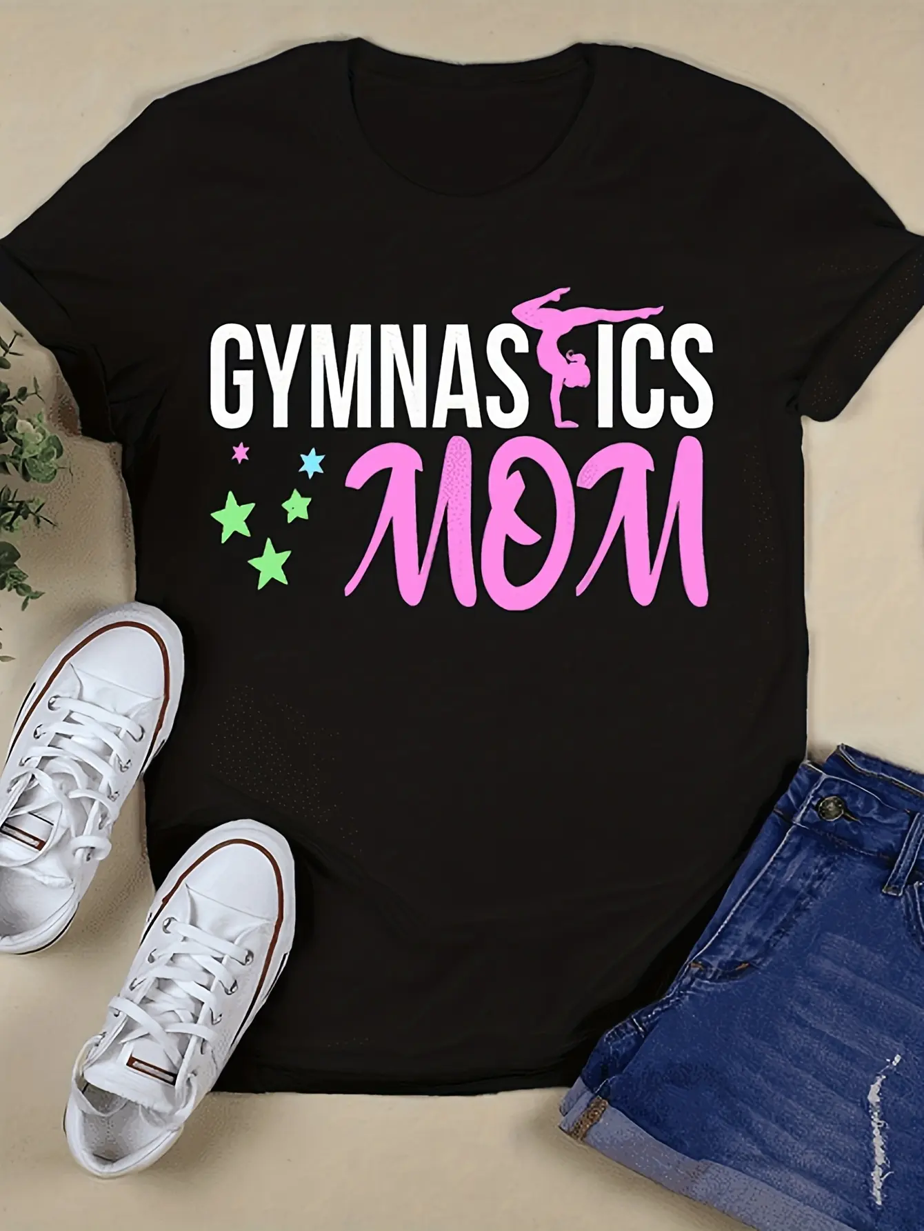 Gymnastics Mom T-Shirt for Mothers of Gymnast Athl unisex soft cotton short sleeve t shirt, vintage graphic casual tee for men women teens, perfect birthday holiday gift for camping travel gym daily street  wear