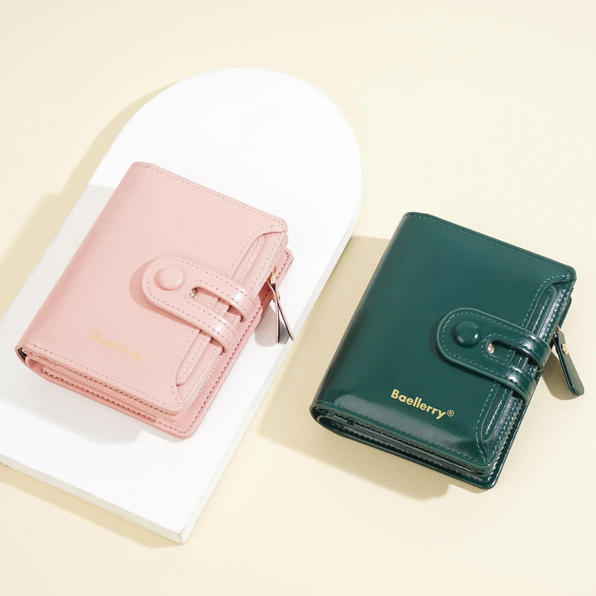 Women’s Slim Trifold RFID Blocking Waxed Leather Mini Wallets, Compact Purse with Coin Pocket & Card Holder for Students & Everyday Use (Sports & Outdoor Accessories) summerwins
