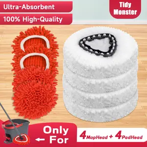 For O-Cedar EasyWring 1 Tank  System Spin Chenille Mop Replacement Heads Set Mop Heads Refills Versatile Floor Cleaning for ocedar Machine Washable