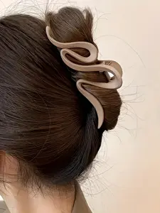 Large Matte Wave Hair Clip, Vintage Y2K Shark Claw, Elegant Polyester Color, Perfect for Christmas, Halloween, Summer, Winter