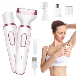 Women's Electric Shaver, Four-In-One Bikini Trimmer, Wet&dry Face Razor, Pain-Free Eyebrow Trimmer, Suitable for Face Nose Body Leg Vaginas Armpits
