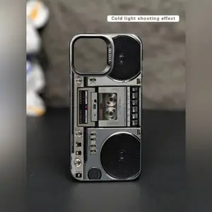 A creative electroplated phone case with a radio pattern, suitable for iPhone 17 Air/16 Plus/15 Pro Max/14 Pro/13/12/11/XS Max/X phone case, the best choice for holiday gifts to family, friends, lovers, boyfriends, girlfriends CY110