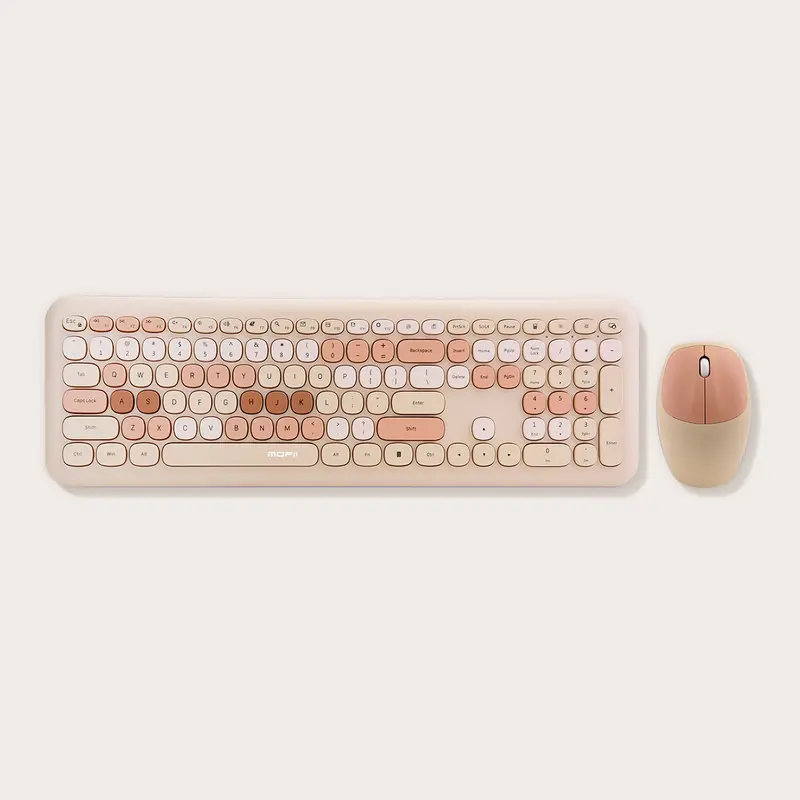 MOFii Model 666 2.4G Cordless Keyboard & Mouse Bundle Combo - Slim Full-Size, Silent Keys, Colored Keycap Design, Portable, Cordless Keyboard for Work, Desktop PC/Laptop/Windows Office Productivity Accessory (Ideal Gift), Keyboards For Work