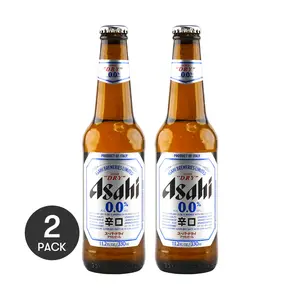 ASAHI Japanese Non-Alcoholic Beer 2-Pack - Refreshing Carbonated Drink 330ml Each