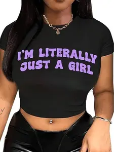 I'm Literally Just A Girl purple Crop Top