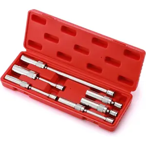 6PCS 3/8-Inch Drive Magnetic Swivel Spark Plug Socket Set, Thin Wall, Include 9/16-Inch, 5/8-Inch, 13/16-Inch, 14mm Socket, Length: 4-Inch, 6-Inch, 11-Inch, 12-Point, CR-V