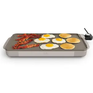 10 "x 20" electric baking tray, equipped with ceramic non stick coating, detachable temperature control probe, oil pan that supports dishwasher cleaning, and anti scald handle; Up to 10 eggs can be cooked at once, with a power of 1500 watts