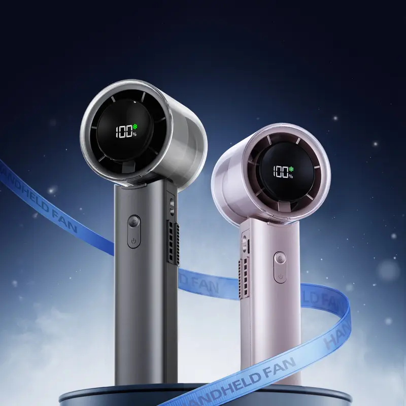 2026 New 5-in-1 High-Speed Handheld Fan, Portable Folding Cooling Fan with Ice Compress, 16°C Instant Cooling Turbo Fan, LED Display, Rechargeable Personal Fan for Travel & Outdoor