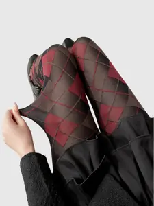 Retro Style Plaid Pattern Leg Slimming Pantyhose, Dark Cute Socks Design, Comfortable & Stylish Women's Stocking