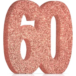 60th Birthday Decorations for Women,60th Anniversary Decorations,Rose Gold Glitter 60th Birthday Party Centerpieces for Table Decorations,60 Table Topper Decor