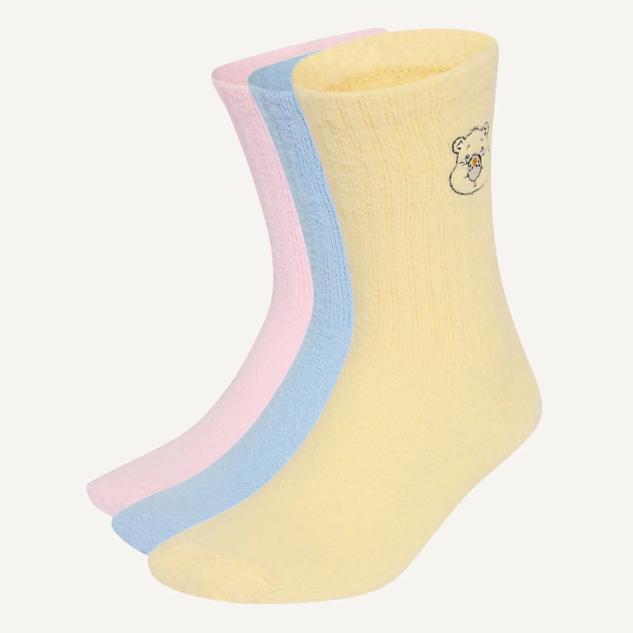 Women's Adidas Originals CARE BEARS Branded Graphic Mid-Calf Crew Socks - 3-Pair Pack, Cartoon Character Print, Cute Face Design, Distinctive Pattern, Style KT1937, Branded Graphic Mid-Calf Socks