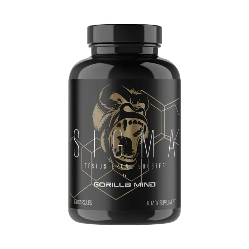 Gorilla Mind Sigma Premium Testosterone Dietary Gym Supplement - Booster for Adults’ Physique Goals, Lead-Boosting Botanical Formula with Standardized KSM-66 Ashwagandha, 1% Eurycomanone Tongkat Ali, Fadogia Agrestis Extract - 120 Capsules (60 Servings)