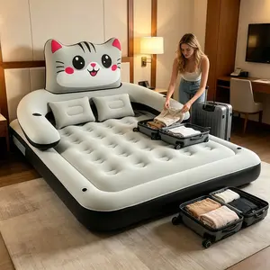 Cute Kitten Printed Air Mattress, Heavy-Duty Portable Inflatable Bed, Perfect for Indoor Nap, Outdoor Camping, Garden & Long Travel