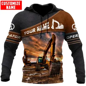 Fashion Tessffel Heavy Equipment Excavator Operator Worker Machine Tattoo Retro Long Sleeves Tracksuit Men/Women Casual Funny Hoodies  Unisex Sweatshirts Tops