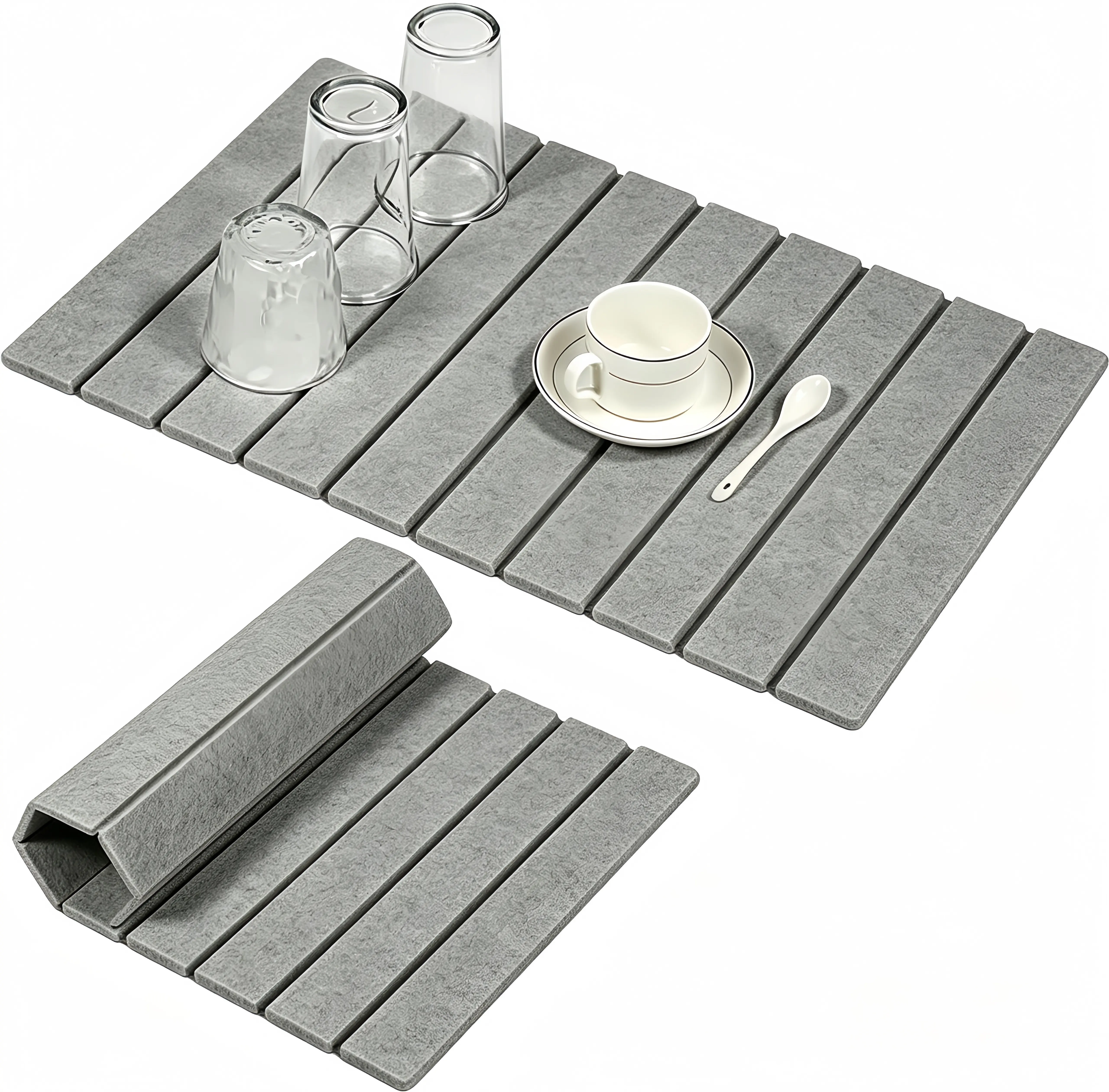 Printed Large Diatomaceous Earth DishDrying Mat (24"x16") - Kitchen SuppliesTableware, Super Absorbent, Quick-Dry,Heat-Resistant, Non-Slip, Eco-FriendlyCountertop Draining Pad Kit with MarblePattern Placemats & Coasters,homeessentials,sohochic