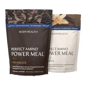 BODYHEALTH Perfect Amino Power Meal - High-Quality Protein Shake with MCTs, Superfoods, and Zero Added Sugars - Chocolate & Vanilla Flavors - Healthcare
