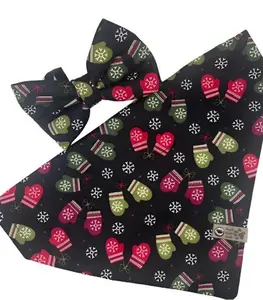 Mittens Bowtie - Classic Design with Bow Shape, Red and Green Patterns, Suitable for Various Occasions