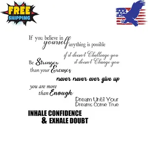 7 Pcs Inspirational Vinyl Wall Decals Motivational Quotes Peel and Stick