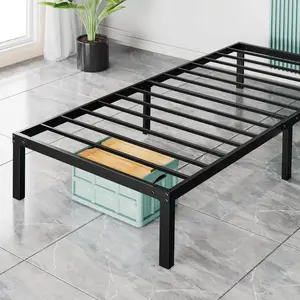 PINGO Heavy Duty Bed Frame with high-strength steel Sturdy Steel Slat Support, Multi-scene Applicability, for home and dormitory for rental room