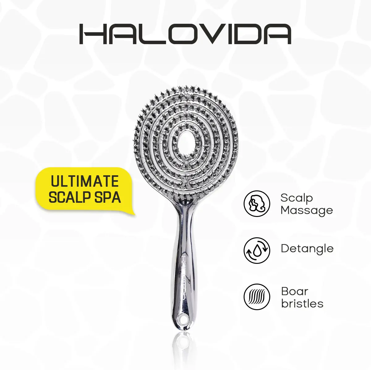 HALOVIDA Anti-Static Hollow Round Bristle Brush - Massaging Design for Enhanced Volume,Detangling Brush for Pain-Free Brushing,Reduces Heat Damage, Perfect for Quick Drying and Voluminous Styling,Gentle,Boar bristle brush,Use in Wet and Dry Hair